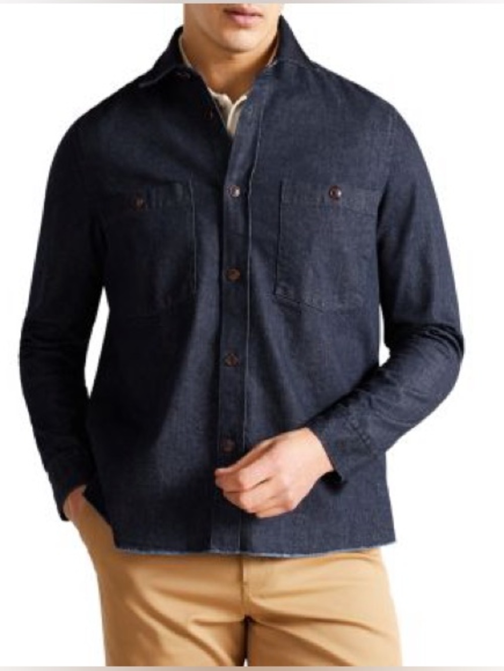 Ted Baker London Dark Indigo Denim Button-Front Shirt Jacket Sz. 4